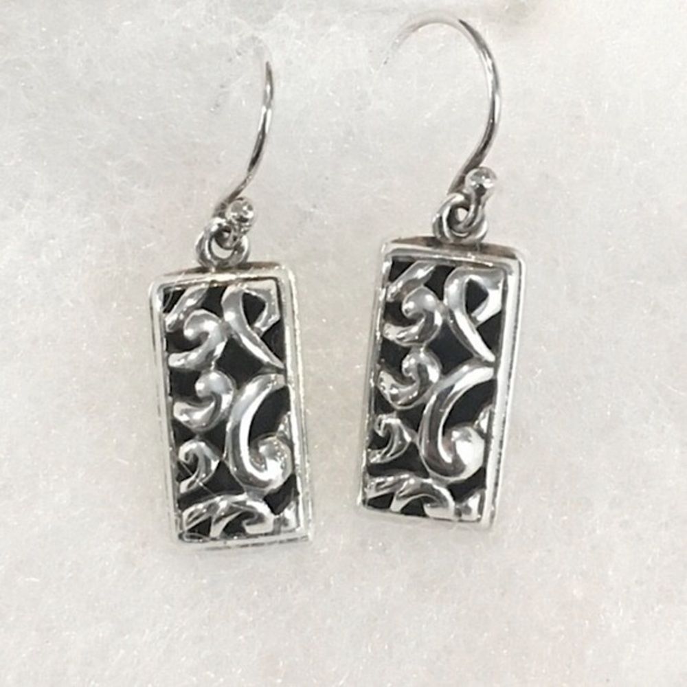BARSE Scroll Filigree Sterling Silver 925 Drop Dangle Earrings